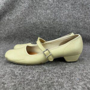 ✅Womens 6.5 Luxis Beige Leather Mary Jane Dance Shoes W Germany Ballroom Dancing